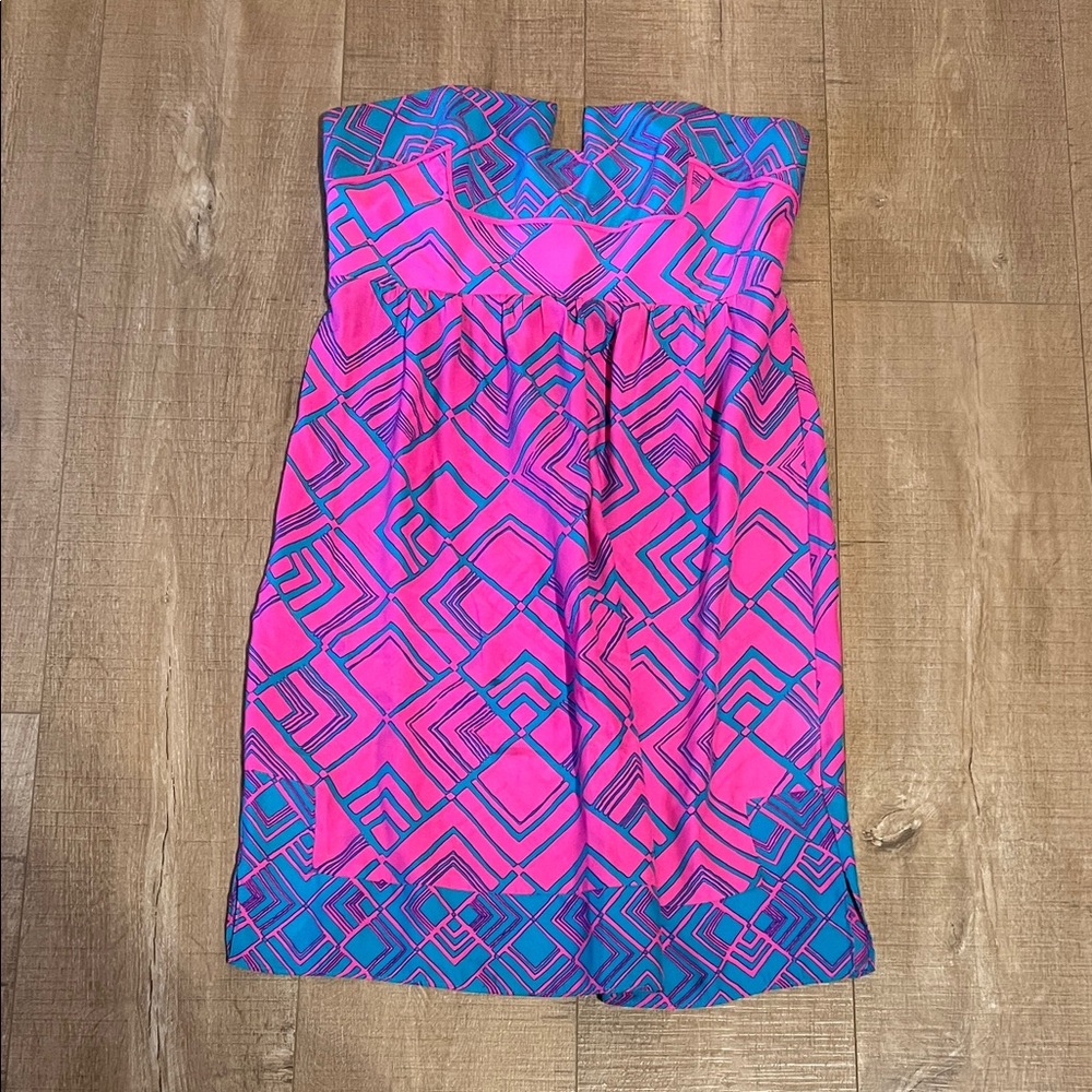 Alice & Trixie medium Pink and Blue Geometric Dress nwot